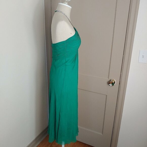 Vintage Silk Diamond Jeweled Halter Niteline Dress Formal Evening Cocktail Party - Picture 6 of 9